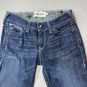 Ariat REAL Denim Womens 28R Mid Rise Straight Leg Jeans Ocean Blue AW6414A